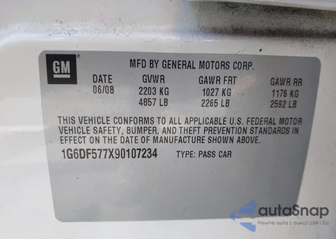 2009 Cadillac Cts Standard z USA, uszkodzony, nr VIN 1G6DF577X90107234